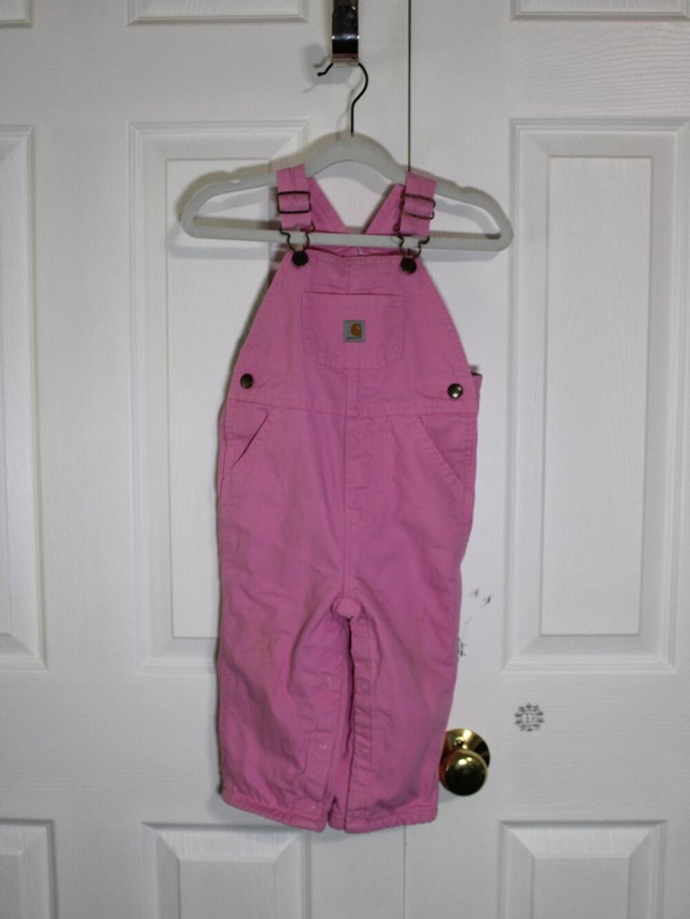 Carhartt Infant/Toddler Girl's Pink Canvas Bib Overalls Size 18M